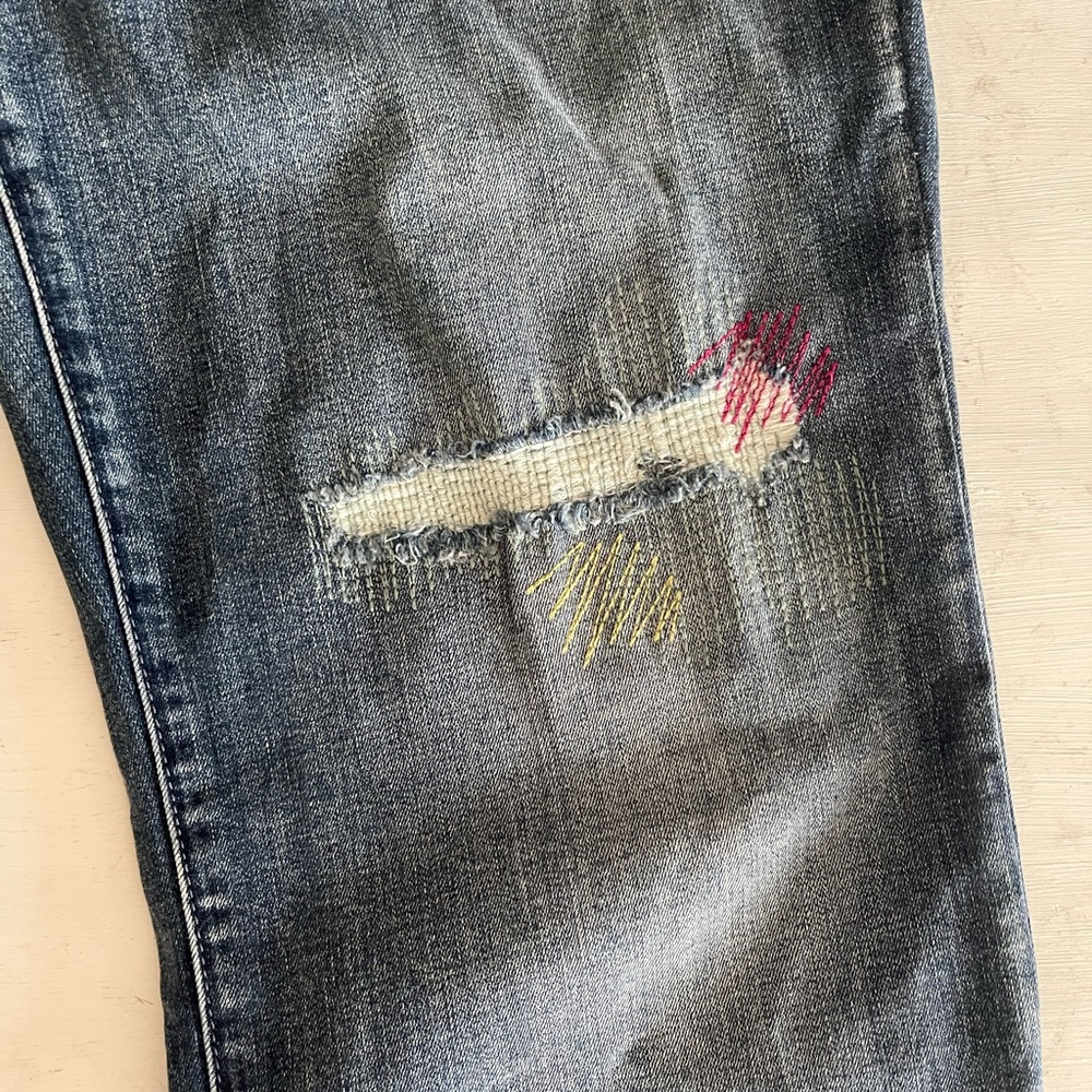 NYDJ Distressed Jeans with Colorful Front Patches - Picture 3 of 9